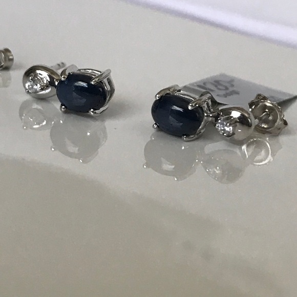 ❌Sold❌Blue Star Sapphire Earrings - Picture 7 of 8